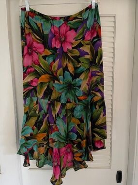 Chico's Design 100% silk fully lined skirt 12 (great tango skirt)